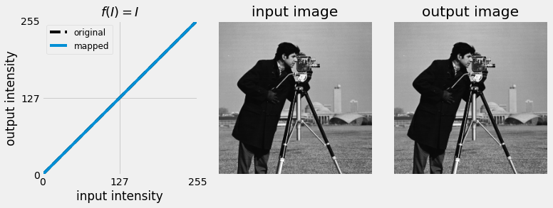 linear tone curve f(I) = I